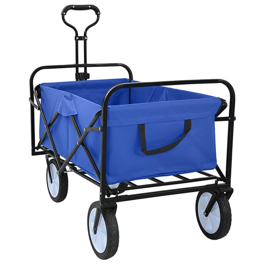 Folding Shopping Trolley with Breaks Blue 94 x 53 x 99 cm