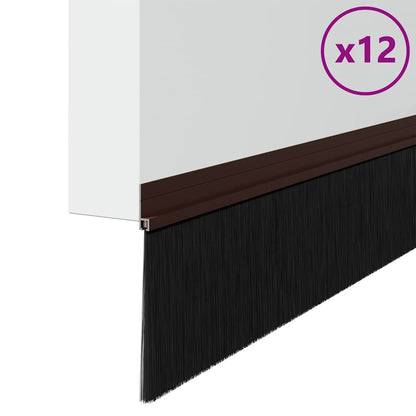 Self-adhesive Door Brush Seals 12 pcs Brown 100 cm