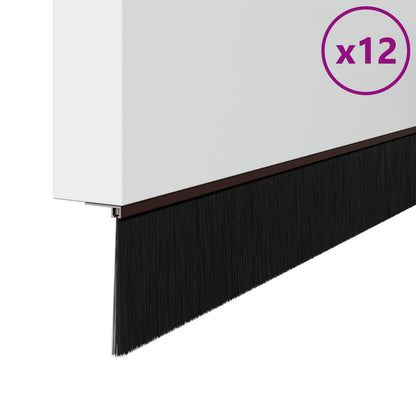Self-adhesive Door Brush Seals 12 pcs Brown 100 cm