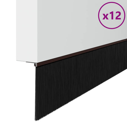 Self-adhesive Door Brush Seals 12 pcs Brown 100 cm