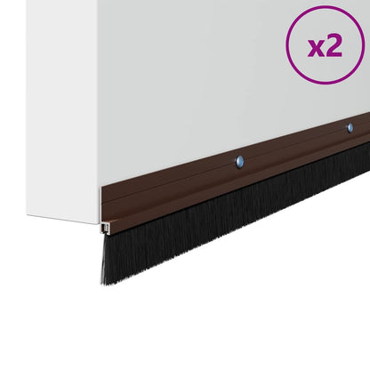 Screw-on Door Brush Seals 2 pcs Brown 100 cm Aluminium Alloy