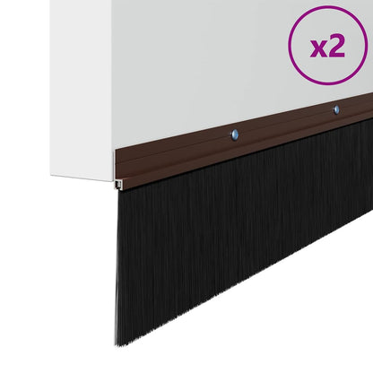 Screw-on Door Brush Seals 2 pcs Brown 100 cm Aluminium Alloy