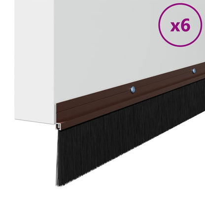 Screw-on Door Brush Seals 6 pcs Brown 100 cm Aluminium Alloy