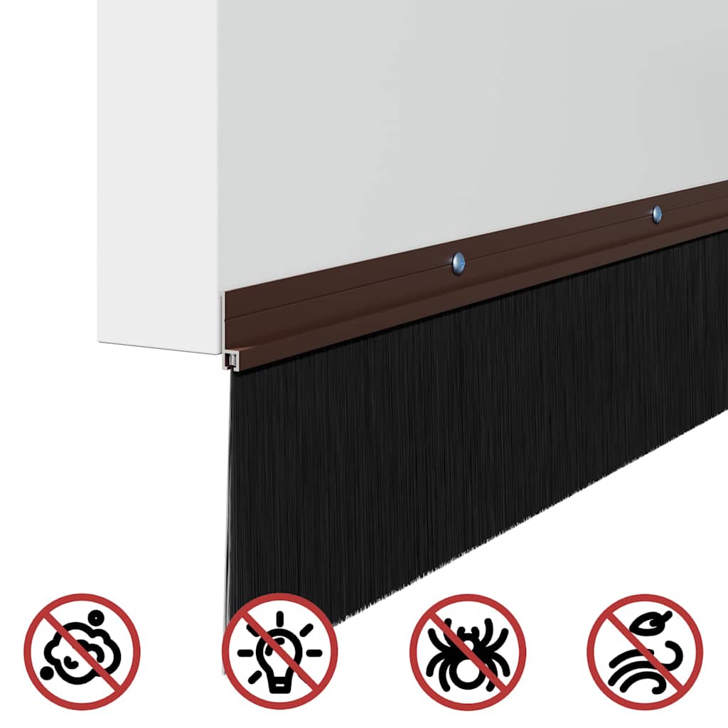 Screw-on Door Brush Seals 6 pcs Brown 100 cm Aluminium Alloy