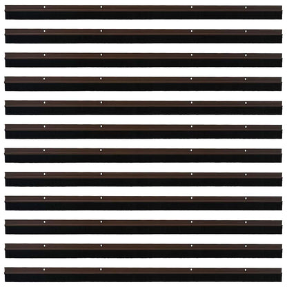 Screw-on Door Brush Seals 12 pcs Brown 100 cm Aluminium Alloy