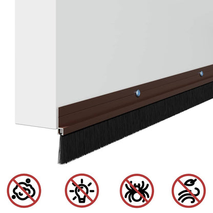Screw-on Door Brush Seals 12 pcs Brown 100 cm Aluminium Alloy