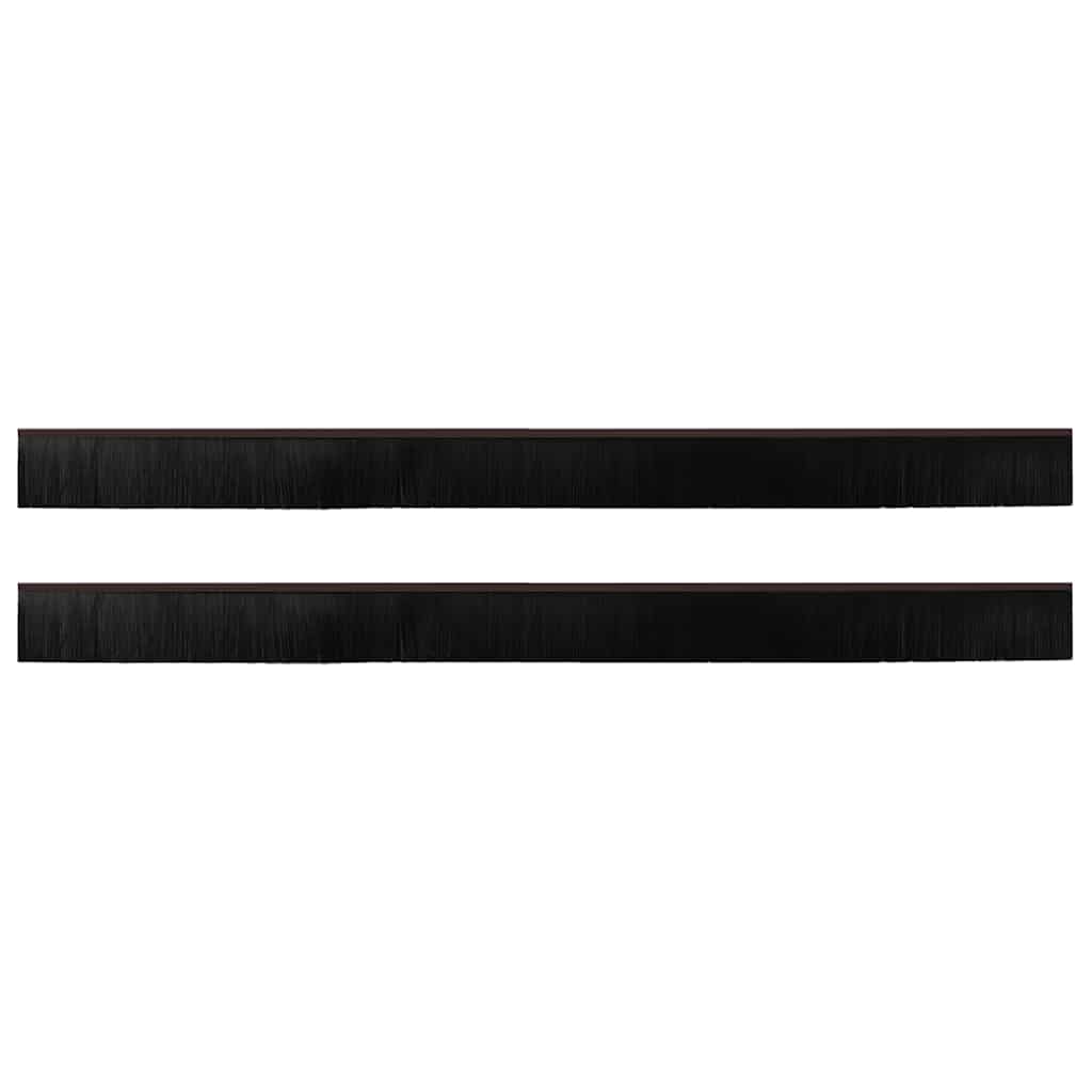 Screw-on Door Brush Seals 2 pcs Brown 100 cm Aluminium Alloy