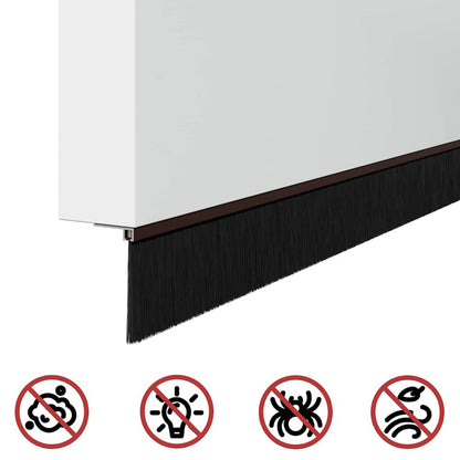 Screw-on Door Brush Seals 12 pcs Brown 100 cm Aluminium Alloy