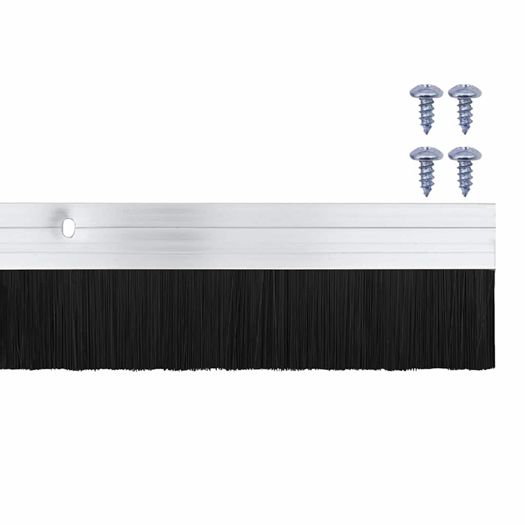 Screw-on Door Brush Seals 2 pcs Silver 100 cm Aluminium Alloy