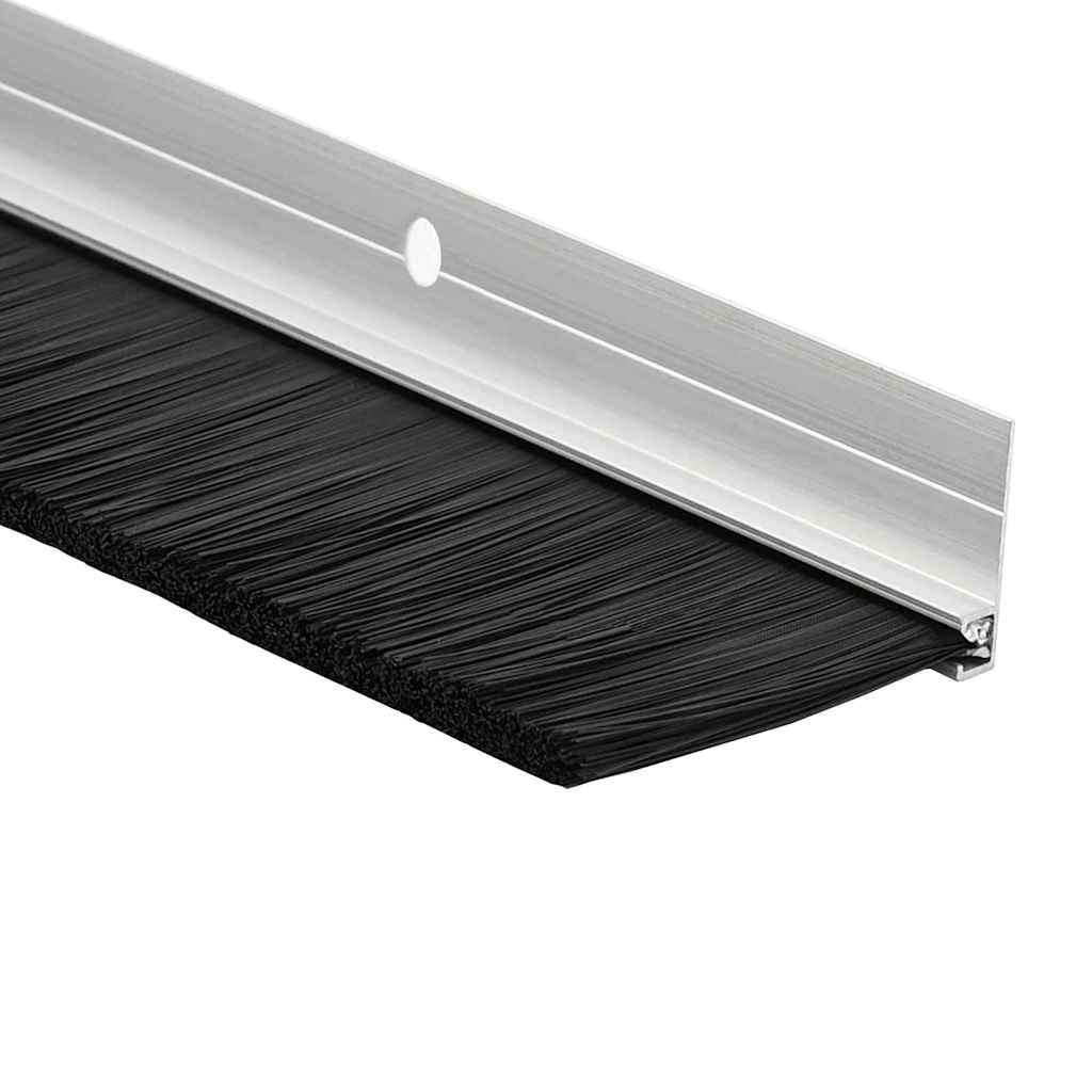 Screw-on Door Brush Seals 2 pcs Silver 100 cm Aluminium Alloy