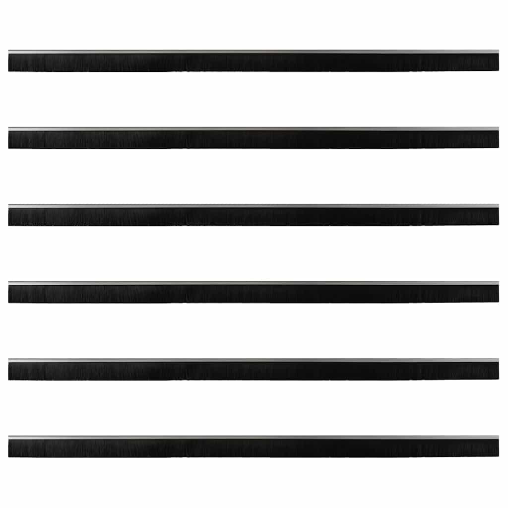 Screw-on Door Brush Seals 6 pcs Silver 100 cm Aluminium Alloy