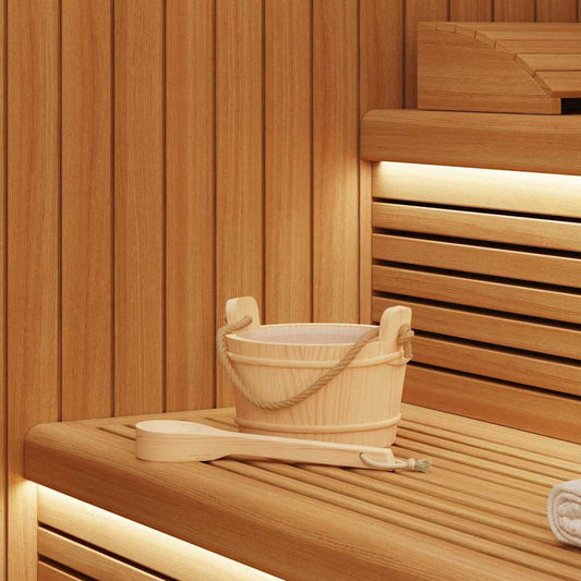 Sauna Bucket 2 pcs Brown Solid Pine Wood and Hemp