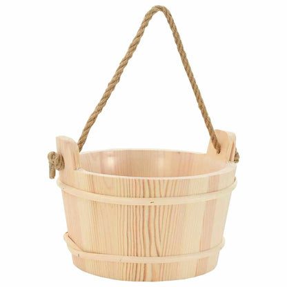 Sauna Accessory Set 4 pcs Brown Solid Pine Wood and Hemp