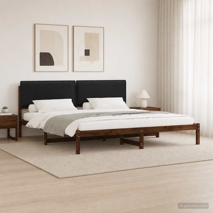 Bed Frame with Upholstered Headboard Dark Brown and Black