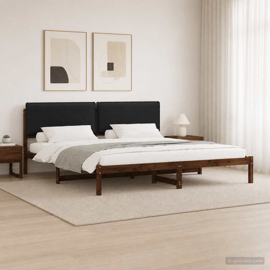 Bed Frame with Upholstered Headboard Dark Brown and Black