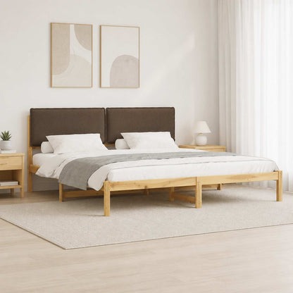Bed Frame with Upholstered Headboard Whitewash and Taupe