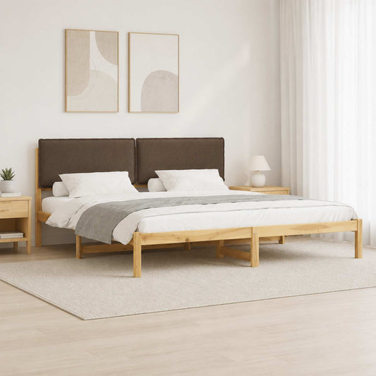Bed Frame with Upholstered Headboard Whitewash and Taupe