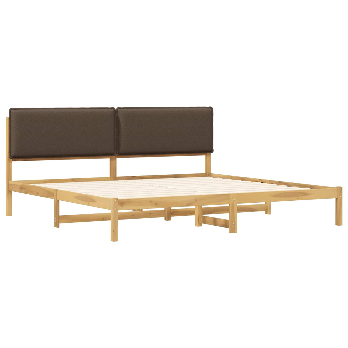 Bed Frame with Upholstered Headboard Whitewash and Taupe