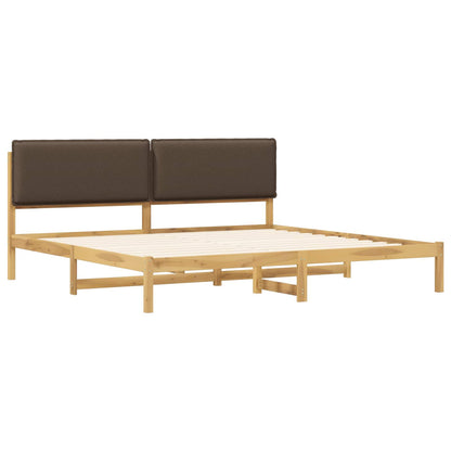 Bed Frame with Upholstered Headboard Whitewash and Taupe