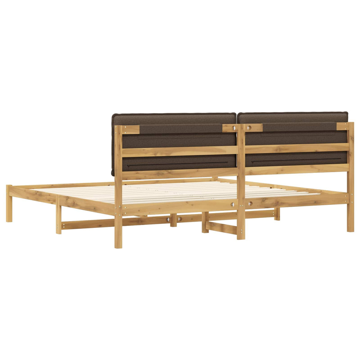 Bed Frame with Upholstered Headboard Whitewash and Taupe