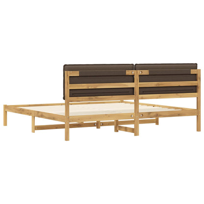 Bed Frame with Upholstered Headboard Whitewash and Taupe