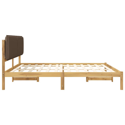 Bed Frame with Upholstered Headboard Whitewash and Taupe