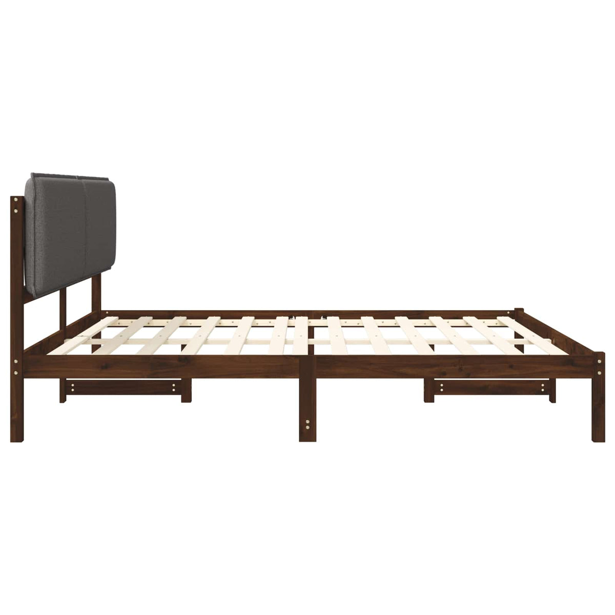 Bed Frame with Upholstered Headboard Dark Brown and Light Grey