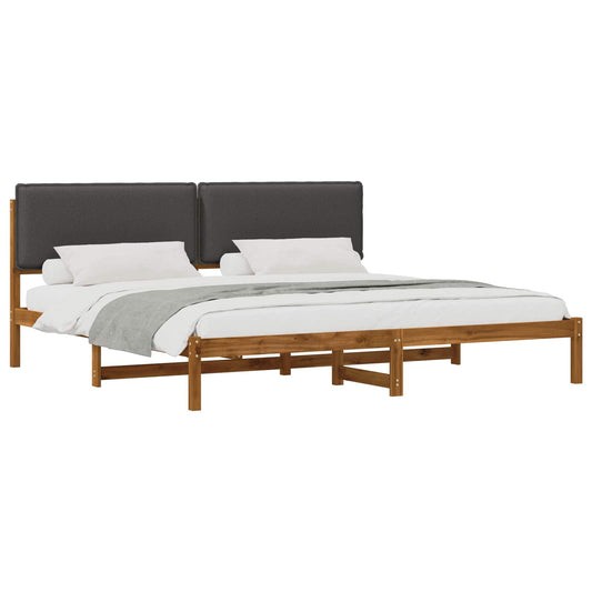 Bed Frame with Upholstered Headboard Natural and Dark Grey