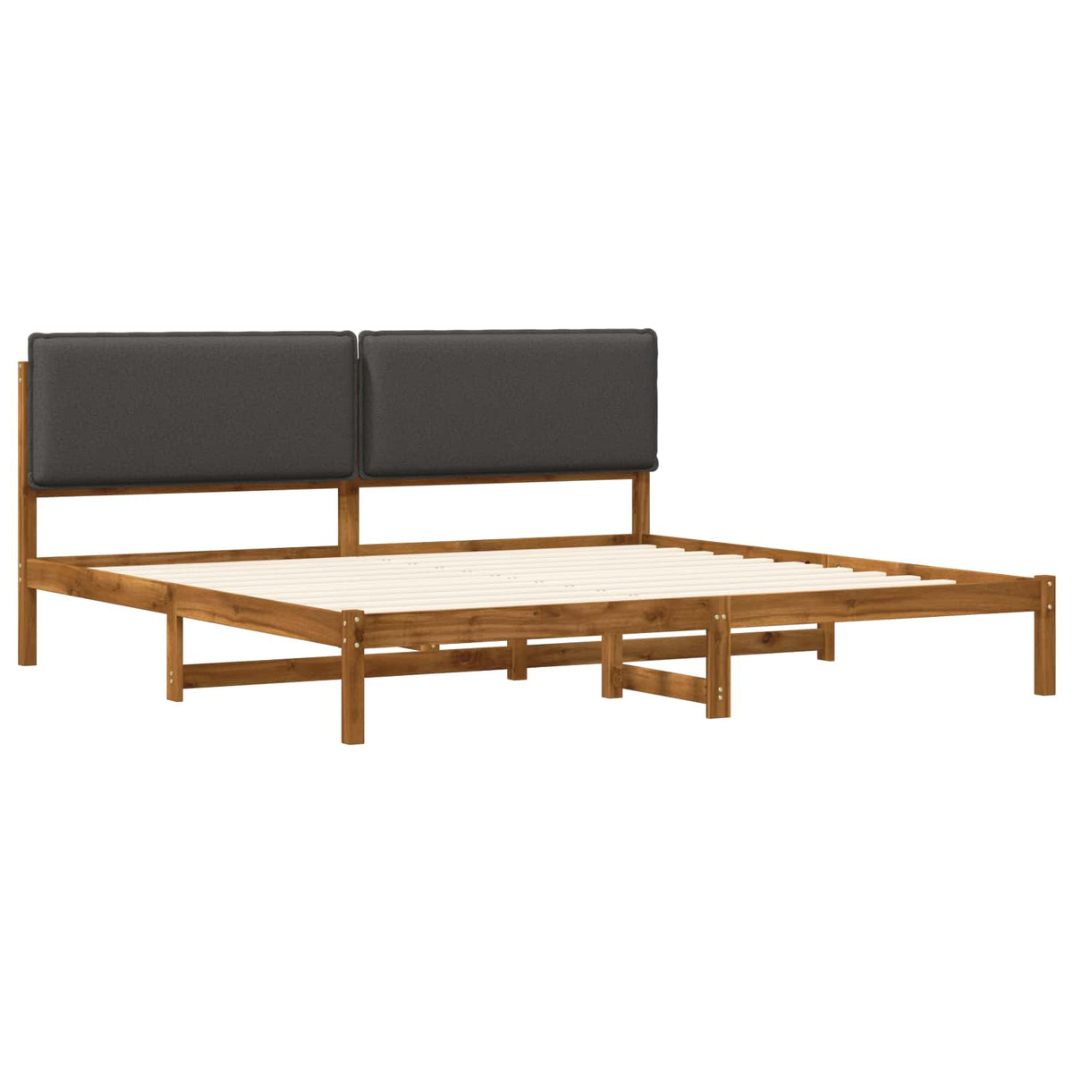 Bed Frame with Upholstered Headboard Natural and Dark Grey