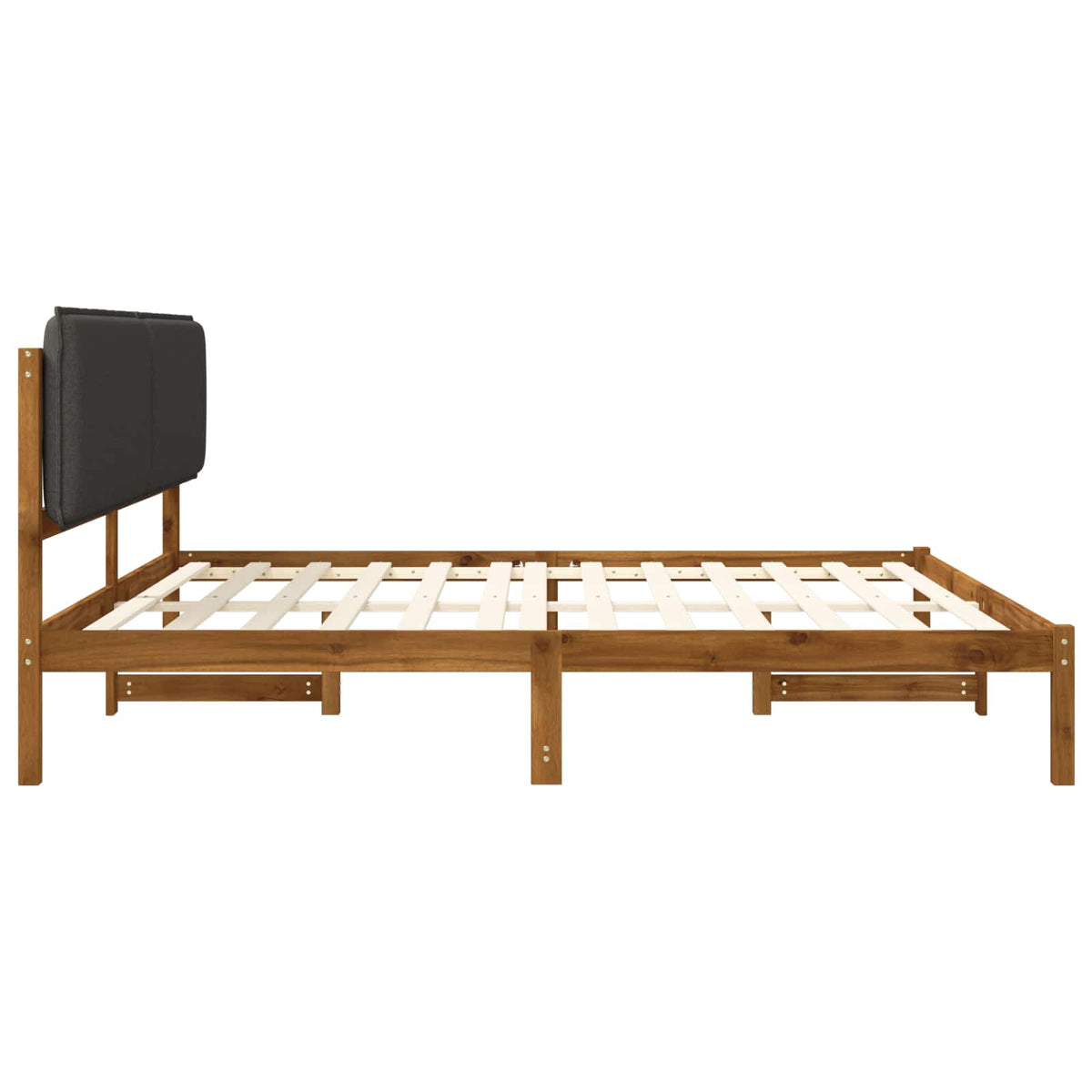 Bed Frame with Upholstered Headboard Natural and Dark Grey