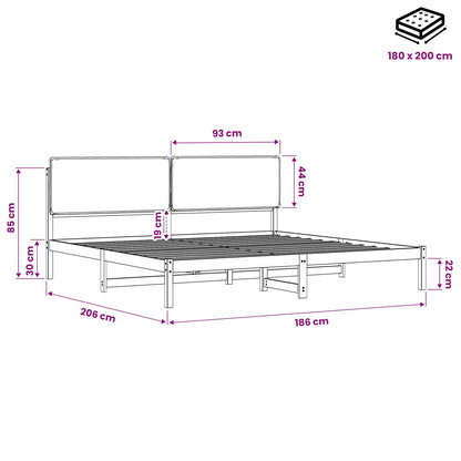 Bed Frame with Upholstered Headboard Natural and Dark Grey