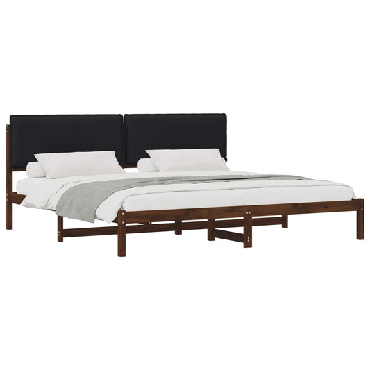 Bed Frame with Upholstered Headboard Dark Brown and Black