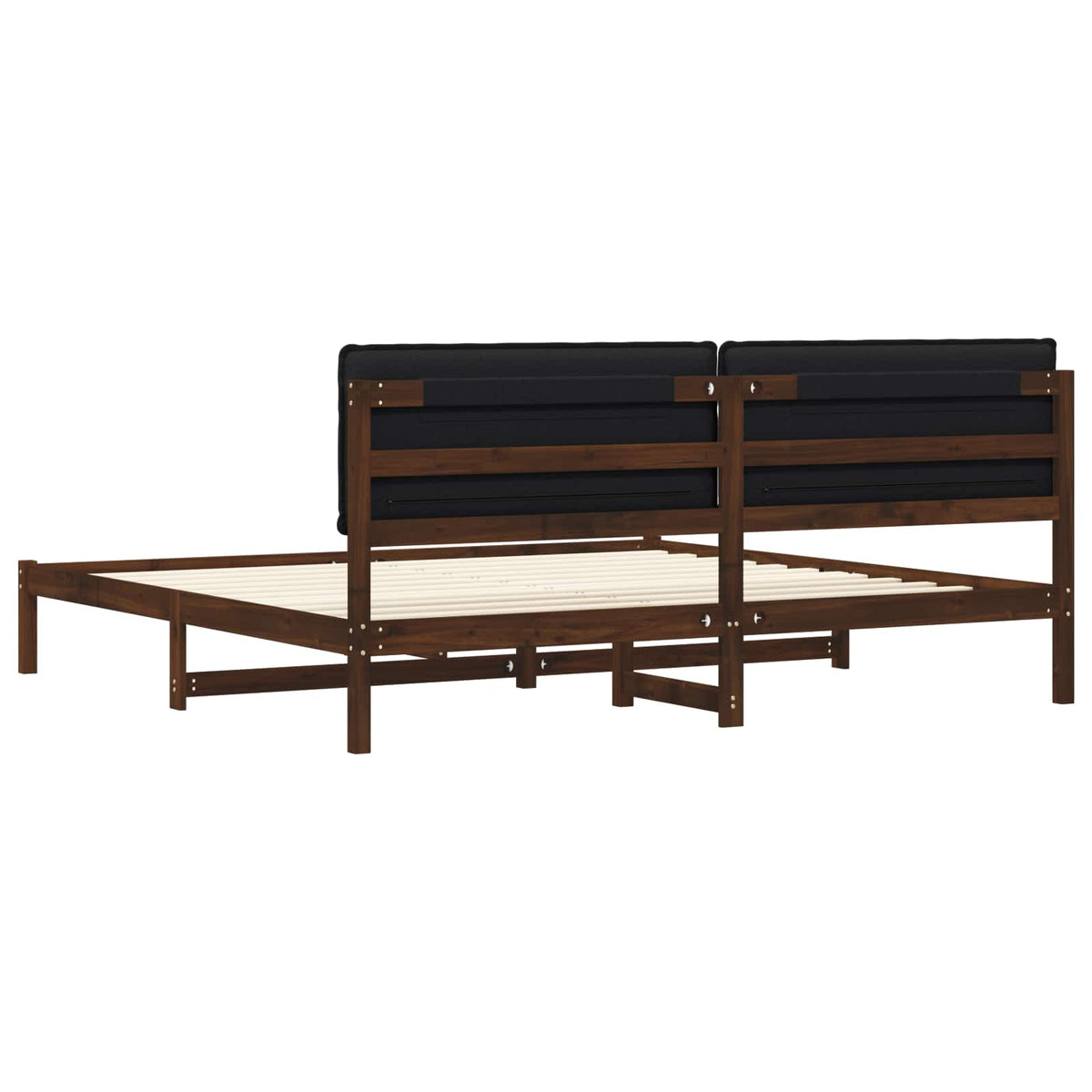 Bed Frame with Upholstered Headboard Dark Brown and Black