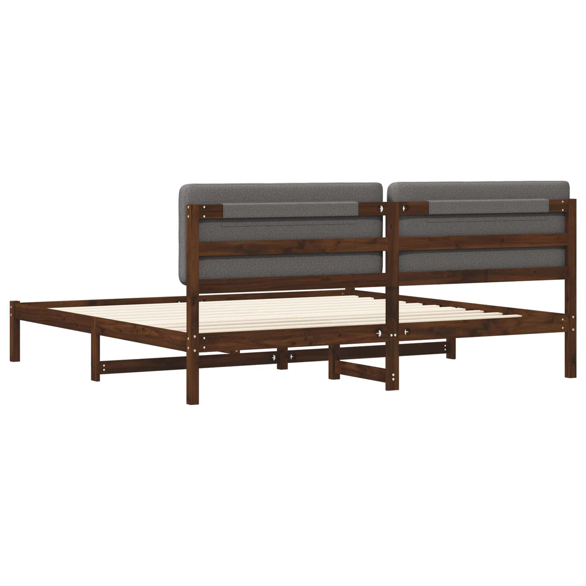 Bed Frame with Upholstered Headboard Dark Brown and Light Grey