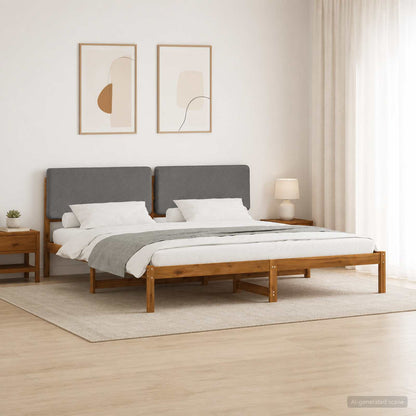 Bed Frame with Upholstered Headboard Natural and Light Grey