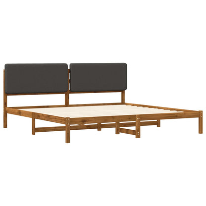 Bed Frame with Upholstered Headboard Natural and Dark Grey