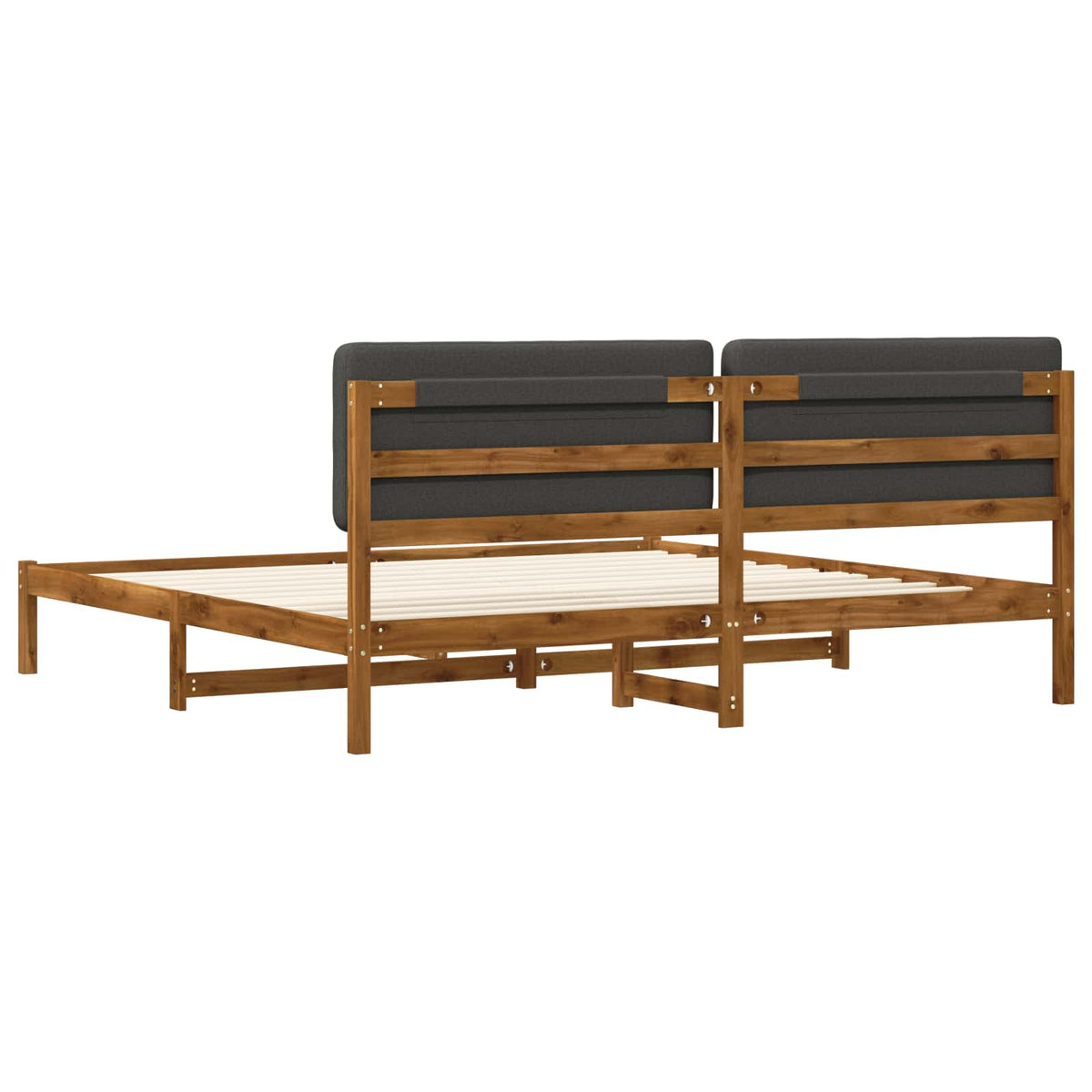 Bed Frame with Upholstered Headboard Natural and Dark Grey