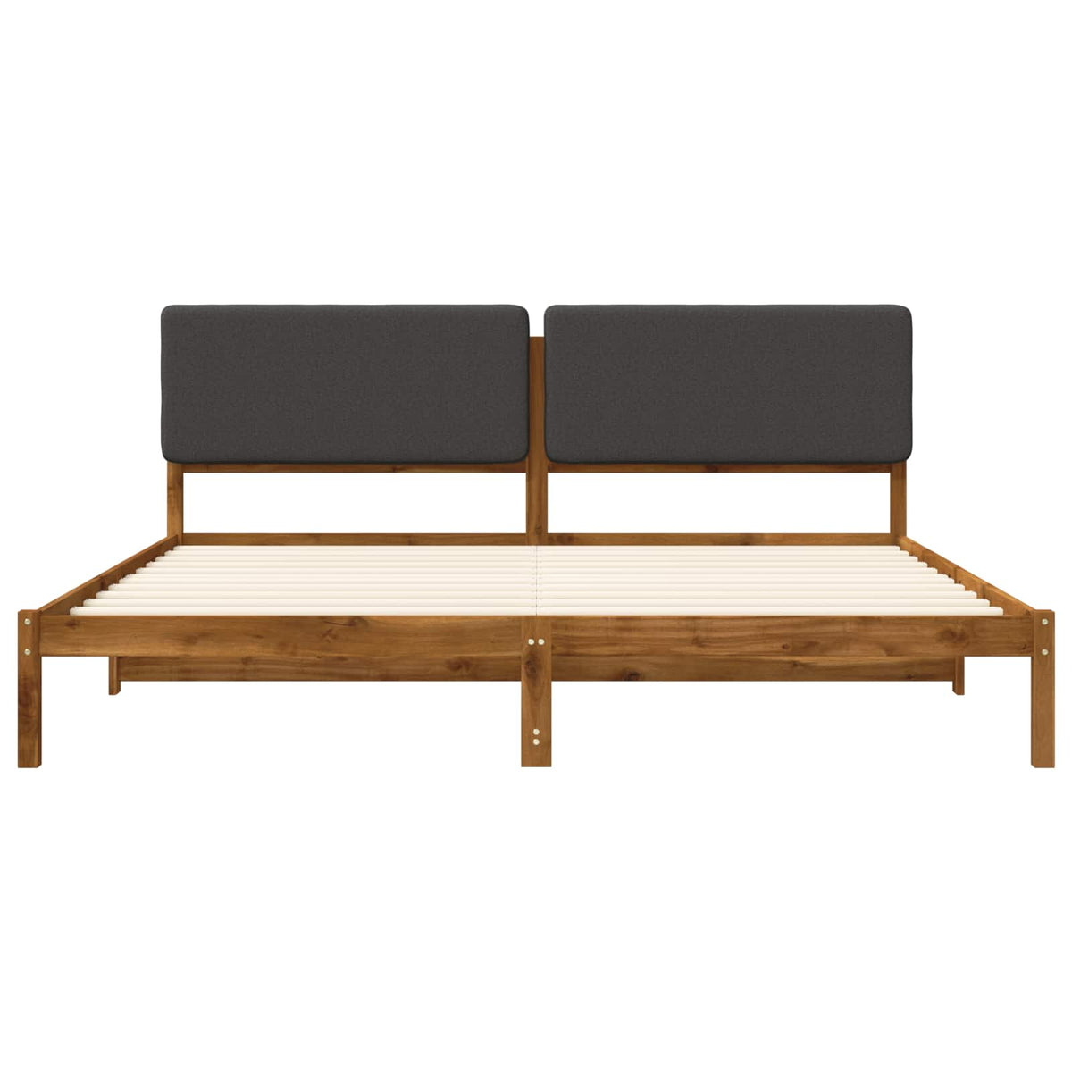 Bed Frame with Upholstered Headboard Natural and Dark Grey