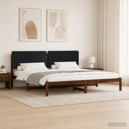 Bed Frame with Upholstered Headboard Dark Brown and Black