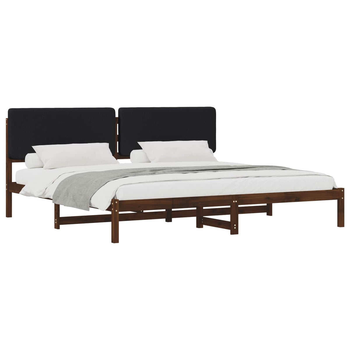 Bed Frame with Upholstered Headboard Dark Brown and Black