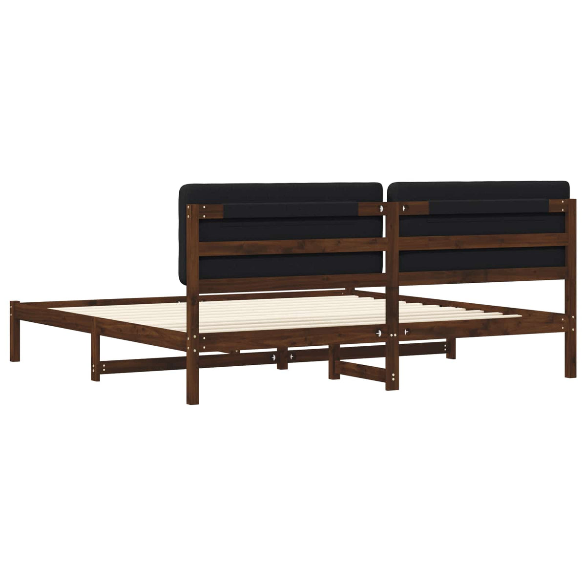 Bed Frame with Upholstered Headboard Dark Brown and Black