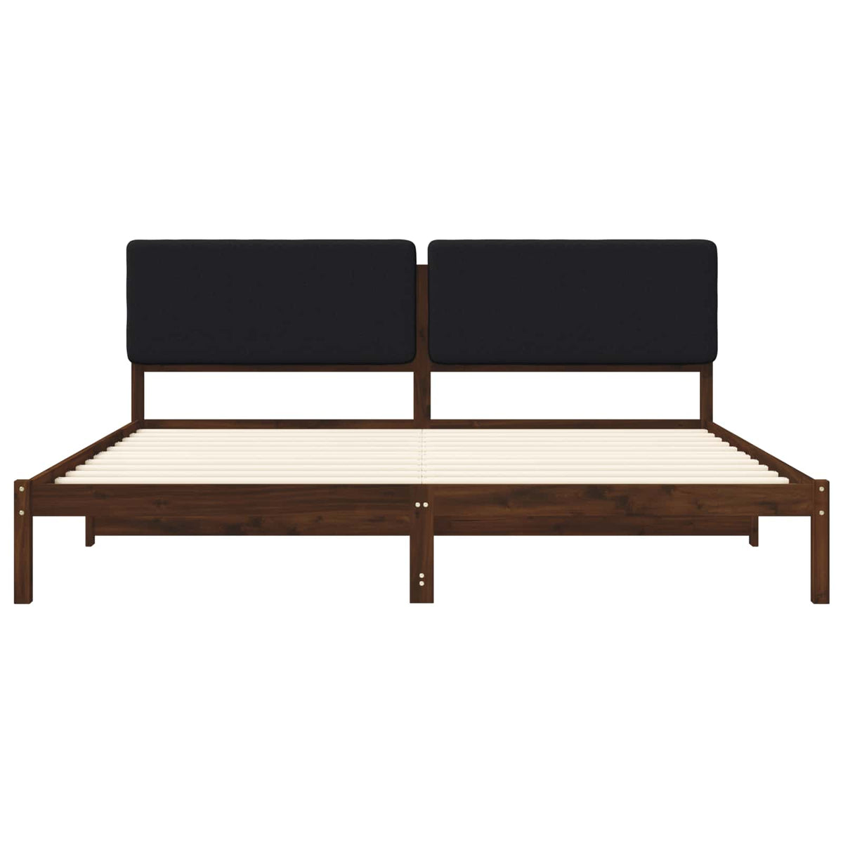 Bed Frame with Upholstered Headboard Dark Brown and Black