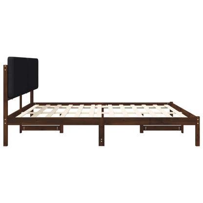 Bed Frame with Upholstered Headboard Dark Brown and Black