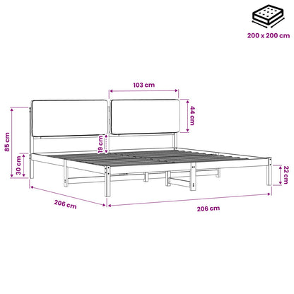 Bed Frame with Upholstered Headboard Dark Brown and Black