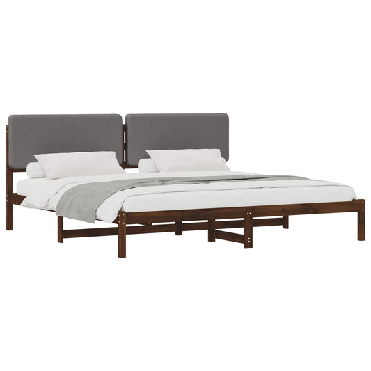 Bed Frame with Upholstered Headboard Dark Brown and Light Grey