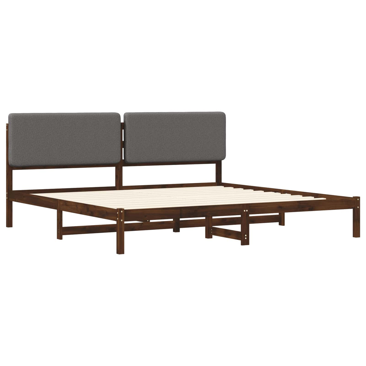 Bed Frame with Upholstered Headboard Dark Brown and Light Grey