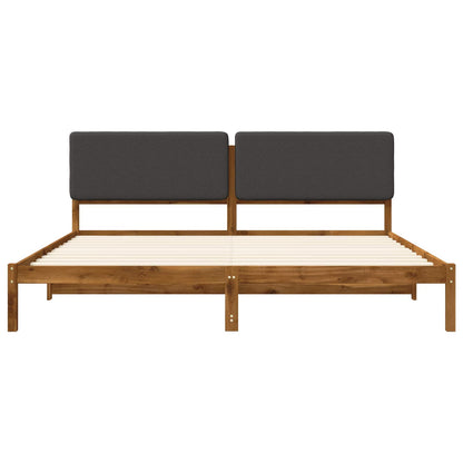 Bed Frame with Upholstered Headboard Natural and Dark Grey