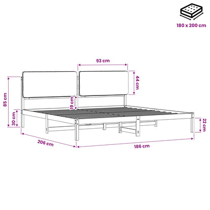 Bed Frame with Upholstered Headboard Natural and Dark Grey