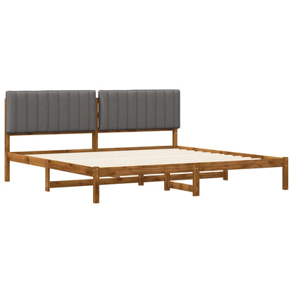 Bed Frame with Upholstered Headboard Natural and Light Grey