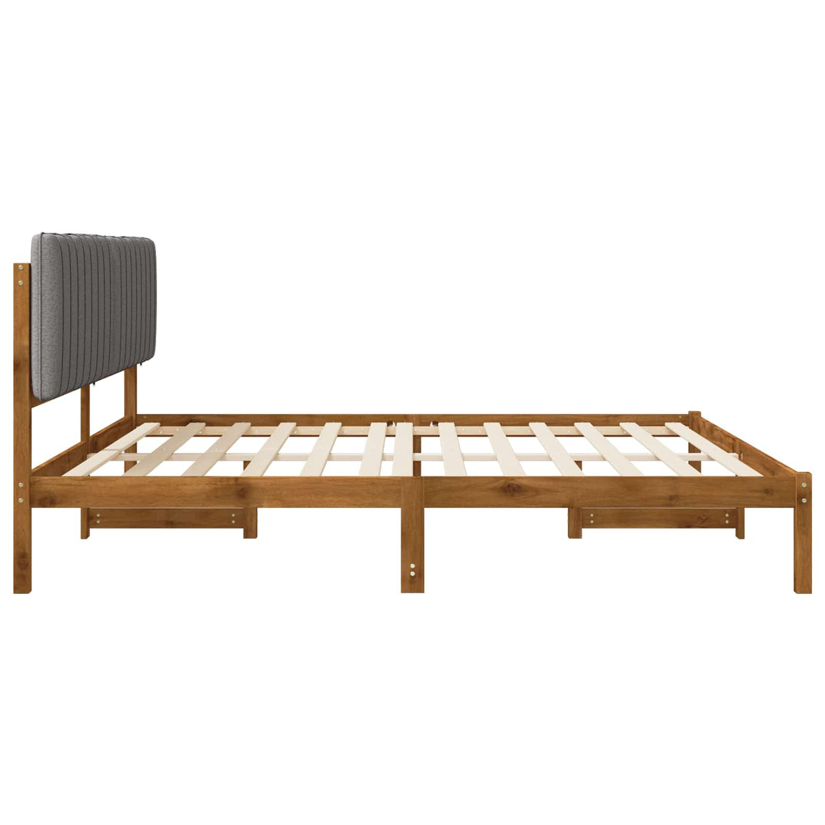 Bed Frame with Upholstered Headboard Natural and Light Grey